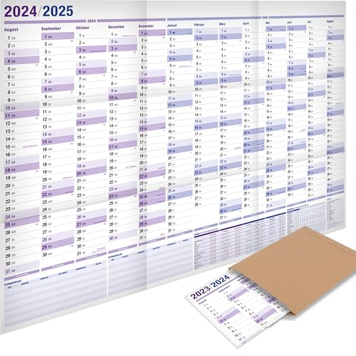5er-Pack: Yohmoe® XXL Schuljahresplaner 2024/2025 im Format 98x68 cm. Der Wandkalender 2024 2025 für Lehrer und Schüler im gefalzten Format. Ideal auch als Jahresplaner 2024 2025 von Yohmoe