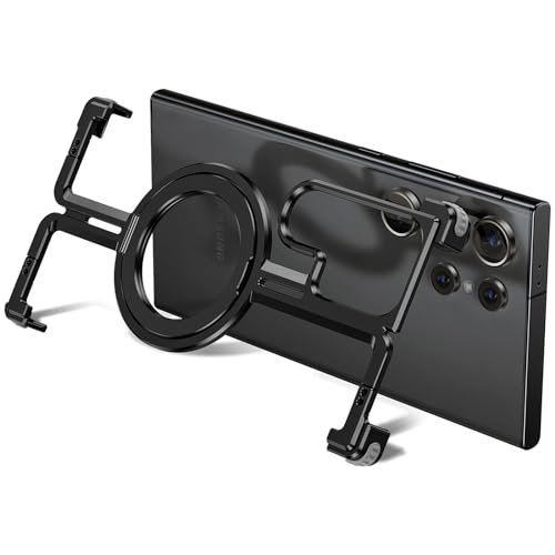Yohryi Hülle für Samsung Galaxy S24 Ultra/S24 Plus/S24, [Kompatibel mit MagSafe] 360° drehbarer Ständer, rahmenloses, minimalistisches, schlankes, leichtes Metallgehäuse,Black,S24 Ultra von Yohryi