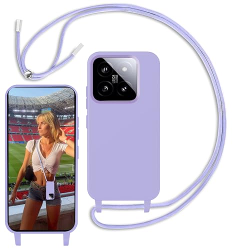 Yojiong Handykette Hülle für Xiaomi 15 5G, Liquid Silikon Handyhülle mit Kordel zum Umhängen mit Band Stossfest Bumper Schutzhülle, Kette für Smartphone, Schnur mit Case in Helles Lila Yojiong Handykette Hülle für Xiaomi 15 5G, Liquid Silikon Handyhülle mit Kordel zum Umhängen mit Band Stossfest Bumper Schutzhülle, Kette für Smartphone, Schnur mit Case in Helles Lila von Yojiong