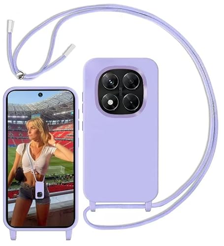 Yojiong Handykette Hülle für Xiaomi Redmi Note 14 Pro 5G / Note 14 Pro Plus 5G, Liquid Silikon Handyhülle mit Kordel zum Umhängen mit Band Stossfest Bumper Schutzhülle, Schnur mit Case in Helles Lila Yojiong Handykette Hülle für Xiaomi Redmi Note 14 Pro 5G / Note 14 Pro Plus 5G, Liquid Silikon Handyhülle mit Kordel zum Umhängen mit Band Stossfest Bumper Schutzhülle, Schnur mit Case in Helles Lila von Yojiong