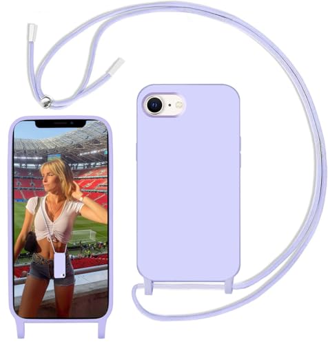 Yojiong Handykette Hülle für iPhone 16e, Liquid Silikon Handyhülle mit Kordel zum Umhängen mit Band Stossfest Bumper Schutzhülle, Kette für Smartphone, Schnur mit Case in Helles Lila Yojiong Handykette Hülle für iPhone 16e, Liquid Silikon Handyhülle mit Kordel zum Umhängen mit Band Stossfest Bumper Schutzhülle, Kette für Smartphone, Schnur mit Case in Helles Lila von Yojiong