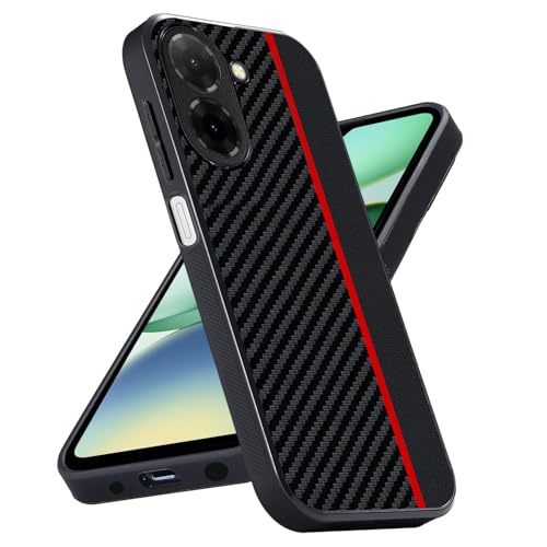 Yojiong Hülle für Xiaomi Redmi A5 4G, Carbon Textur Design Hybrid Kratzfeste Handyhülle [Leder + PC], Ultra Thin Stoßfest TPU Bumper Schutzhülle (Schwarz) von Yojiong