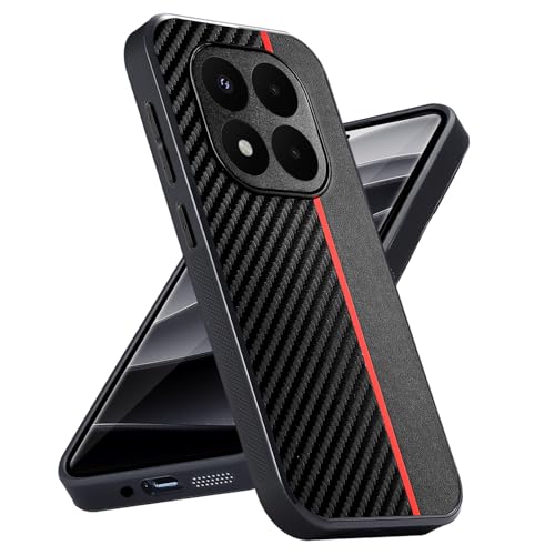 Yojiong Hülle für Xiaomi Redmi Note 14 Pro 5G / Poco X7 5G, Carbon Textur Design Hybrid Kratzfeste Handyhülle [Leder + PC], Ultra Thin Stoßfest TPU Bumper Schutzhülle (Schwarz) von Yojiong