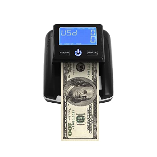 Geldscheinprüfer und Geldzählmaschine, Falschgeld Prüfgerät Banknotentester Banknotenprüfer UV/MG/IR, mit Wiederaufladbarer 500mAH Lithium-Akku, Währungszähler für Euro, Dollar und Pfund von Yolancity
