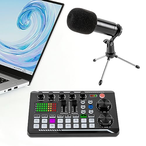 Yolancity Podcast Mikrofon Set, Streaming Mikrofon, USB Kondensator Mikrofon, Audio Mixer Set mit Soundkarte, für Live, Streaming, Podcasting und Aufnahme von Yolancity