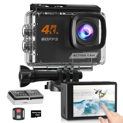 Yolansin 4K60FPS Action Cam Touchscreen, 40M Unterwasserkamera mit 64G SD-Karte, WiFi Sportkamera mit 8X Zoom, 6-Achsen-Stabilisierung Helmkamera mit 2.4G Fernbedienung 2 * 1350 mAh Akkus Yolansin 4K60FPS Action Cam Touchscreen, 40M Unterwasserkamera mit 64G SD-Karte, WiFi Sportkamera mit 8X Zoom, 6-Achsen-Stabilisierung Helmkamera mit 2.4G Fernbedienung 2 * 1350 mAh Akkus von Yolansin