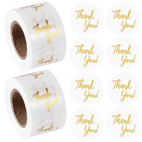 1000 Stück Dankeschön Aufkleber Transparent Runde Sticker Danke Selbstklebende Goldene Dankeschön Etiketten für Hochzeit Geburtstag Babyparty Umschlagverschlüsse (2 Rollen) von Yolev