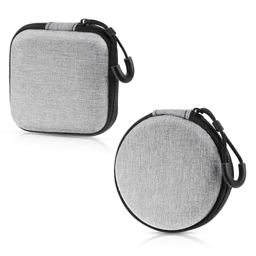 2 Stück Mini Kopfhörer Kabeltasche Aufbewahrungstasche Klein Kopfhörer Tasche Festplatten Hülle Reiseelektronik Schutz Kopfhörer Tasche USB Ladekabel SD Karte (Rund + Quadratisch) von Yolev