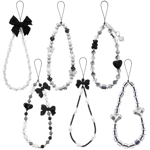6 Stück y2k Handy Kette Perlen Handyanhänger Kurz Süße Phone Charm mit Perlen Bogen Herz Frauen Rucksack Kamera Handyhüllen Handy Anhänger Schlüssel Dekoration 6 Stück y2k Handy Kette Perlen Handyanhänger Kurz Süße Phone Charm mit Perlen Bogen Herz Frauen Rucksack Kamera Handyhüllen Handy Anhänger Schlüssel Dekoration von Yolev