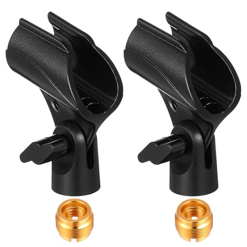 Mikrofonhalter, Universal-Mikrofonclip mit 1,6 cm Stecker auf 3/8 Zoll Buchse, Schraubadapter für Mikrofonständer, kabelloses und kabelgebundenes Mikrofon-Zubehör, 2 Stück Mikrofonhalter, Universal-Mikrofonclip mit 1,6 cm Stecker auf 3/8 Zoll Buchse, Schraubadapter für Mikrofonständer, kabelloses und kabelgebundenes Mikrofon-Zubehör, 2 Stück von Yolev