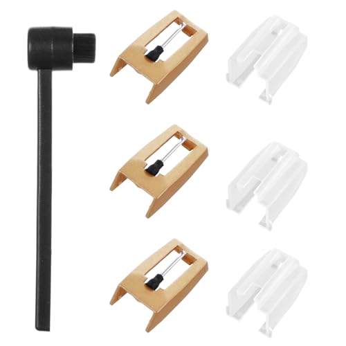 Schallplattenspieler-Nadeln, Diamant-Schallplattenspieler-Nadeln, Ersatz-Plattenspieler-Nadeln, Stylus, Vinyl-Plattenspieler-Nadeln, mit Stylus-Reinigungsbürsten-Set, 3 Stück Schallplattenspieler-Nadeln, Diamant-Schallplattenspieler-Nadeln, Ersatz-Plattenspieler-Nadeln, Stylus, Vinyl-Plattenspieler-Nadeln, mit Stylus-Reinigungsbürsten-Set, 3 Stück von Yolev