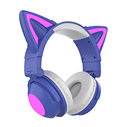 Yolispa Cat Ear Bluetooth Headphones LED Light Up Wireless Headset Light Up Over Ear Headphones for Game PC Tablet von Yolispa