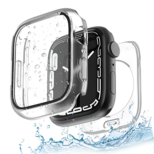 Yolovie 2 in 1 wasserdichte Hülle Kompatibel für Apple Watch SE SE2 Serie 6 5 4 40mm Zubehör, iWatch Glas Displayschutz PC Hard Schutz Case Schutzhülle+Hinterer Rahmenfür Damen Herren 40mm Clear von Yolovie