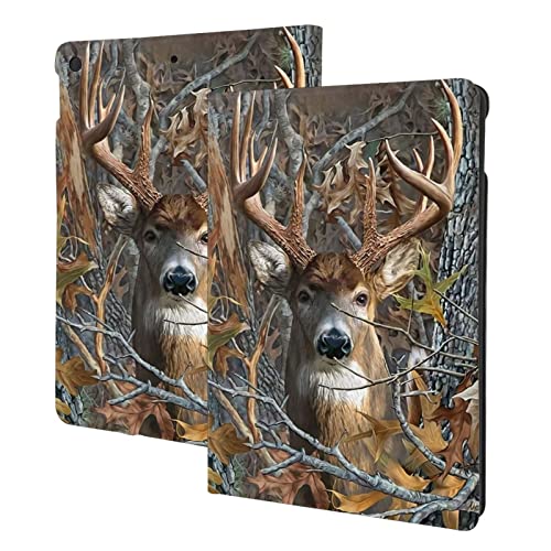 Schutzhülle für iPad 10.2, Premium-Leder-Ständer, stoßfest, automatische Schlaf- und Wachfunktion, Camouflage-Muster von Yomane