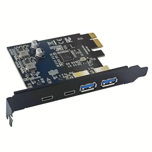 Yominerr 4 Ports 5 Gbps PCIE-Karten-Hub USB 3.0 PCI-E-Karte 2xUSB A-Port+2xTyp-C-Port USB PCI-E-Erweiterungskartenadapter für Computer von Yominerr