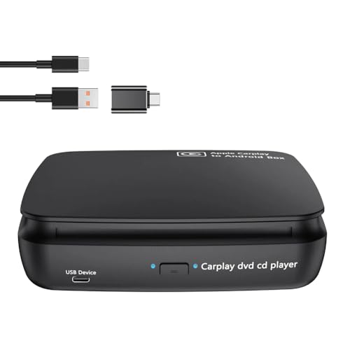 Yominerr Auto-CD-DVD-Player, Tragbarer CD-Player, Musik-Player, Carplay AI-Box für Kabelgebundenen und Kabellosen CarPlay-Adapter und Android Auto Yominerr Auto-CD-DVD-Player, Tragbarer CD-Player, Musik-Player, Carplay AI-Box für Kabelgebundenen und Kabellosen CarPlay-Adapter und Android Auto von Yominerr