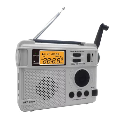 Yominerr FM-Radio für Den Außenbereich, Handkurbel, Notfallradio-Empfänger, 3000 MAh, Bluetooth-Lautsprecher, Taschenlampe, Unterstützt SOS, Power Bank, TF von Yominerr