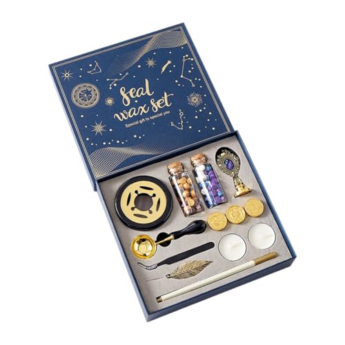Yominerr Sternwachs-Siegelset - ein Komplettes Set mit Versiegelten Wachsperlen, Schmelzofen, und Bastelutensilien von Yominerr