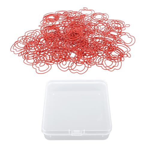 Yomiyuyr Obstpapierklammern Metallpapier Clips, niedlich und tragbar, kleine Papierklammern zum Lesezeichen & Organisieren, transparente Box, Gold, 100 PCs (Rot) von Yomiyuyr