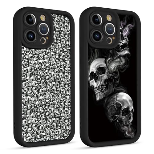 Yomjew 2 Stück Skelett-Schädel-Schutzhülle für iPhone 16 Pro Max 17,5 cm (6,9 Zoll), süßes Vollkameraobjektivmuster, ästhetisches Design, weicher, schlanker Rahmen, schützende, stoßfeste von Yomjew