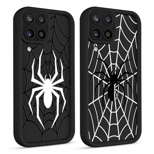 Yomjew 2 Stück Süße Spinnennetz-Handyhülle für Samsung Galaxy A12 4G Hülle 6,5 Zoll (16,5 cm), cooles ästhetisches Muster, Druckdesign, Silikon, matt, Funda-Schutzhülle, stoßfest, weiche TPU-Abdeckung von Yomjew