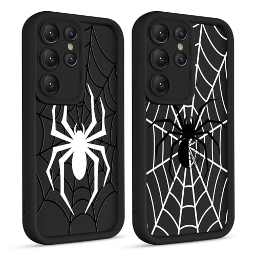 Yomjew 2 Stück Süße Spinnennetz-Handyhülle für Samsung Galaxy S24 Ultra 5G Hülle 17,3 cm (6,8 Zoll), cooles ästhetisches Muster, Druckdesign, Silikon, matt, Funda-Schutz, stoßfest, weiche von Yomjew