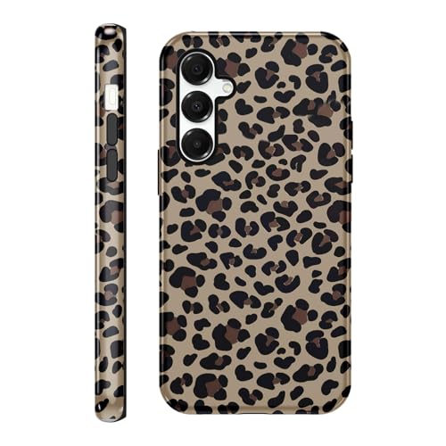 Yomjew Funda Schutzhülle für Samsung Galaxy A16 5G (6,7 Zoll), süßes Gepardenmuster, luxuriös, braunes Leopardenmuster, 2-in-1, glänzende Handyhülle, stoßfest, weiches TPU, hart, Polycarbonat, für von Yomjew