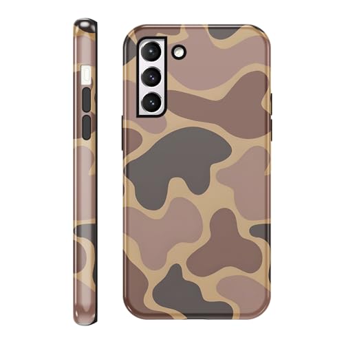 Yomjew Funda Schutzhülle für Samsung Galaxy S21 5G (6,2 Zoll), süßes Camouflage-Muster, kühles braunes Kuhmuster, 2-in-1, glänzende Handyhülle, stoßfest, weiches TPU, harter PC-Schutz, Mädchen, Damen von Yomjew