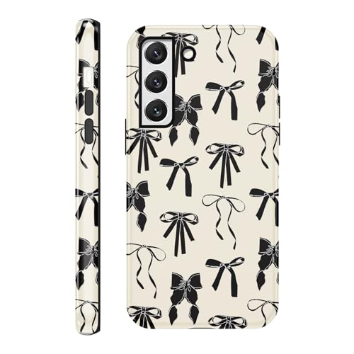 Yomjew Funda Schutzhülle für Samsung Galaxy S22 5G, 15,5 cm (6,1 Zoll), Motiv: süße Schleife, 2-in-1, glänzende Handyhülle, stoßfest, weiches TPU, harter PC-Schutz, für Mädchen und Frauen von Yomjew