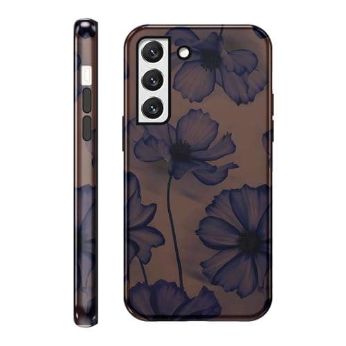 Yomjew Funda Schutzhülle für Samsung Galaxy S22 5G (15,5 cm), süßes Blumendesign, 2-in-1, glänzende Handyhülle, stoßfest, weiches TPU, harter PC-Schutz, für Mädchen und Frauen von Yomjew