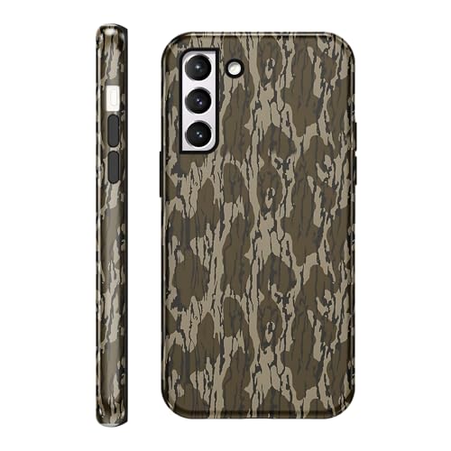 Yomjew Niedliche Camouflage-Handyhülle für Samsung Galaxy S21 5G, 15,7 cm (6,2 Zoll), cooles grünes Camouflage-Muster, 2-in-1, glänzende Handyhülle, stoßfest, weiches TPU, harter PC-Schutz, Mädchen von Yomjew