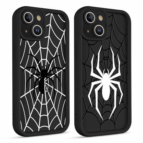 Yomjew Niedliche Schutzhülle für iPhone 13 15,5 cm (6,1 Zoll), cooles Spinnennetz-Silikon, matt, Vollkameraobjektivmuster, ästhetisches Design, weicher, schlanker Rahmen, schützend, stoßfest, von Yomjew