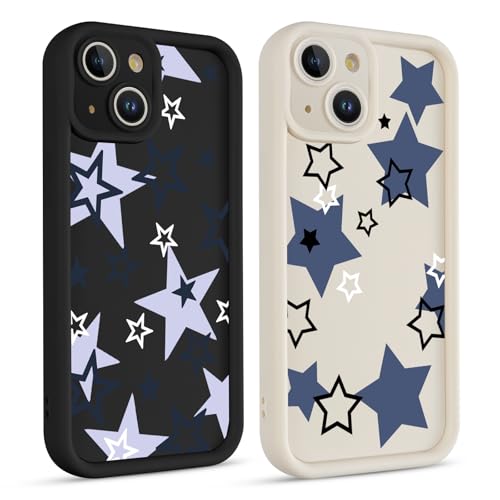 Yomjew Niedliche Schutzhülle für iPhone 13 Mini 13,7 cm (5,4 Zoll), Stern-Silikonhülle, matt, Vollkameraobjektivmuster, ästhetisches Design, weicher, schlanker Rahmen, schützend, stoßfest von Yomjew