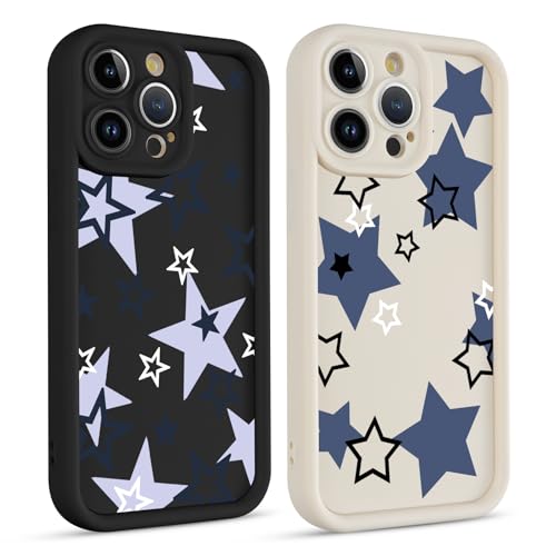 Yomjew Niedliche Schutzhülle für iPhone 14 Pro 15,5 cm (6,1 Zoll), Stern-Silikonhülle, matt, Vollkameraobjektivmuster, ästhetisches Design, weicher, schlanker Rahmen, schützend, stoßfest von Yomjew