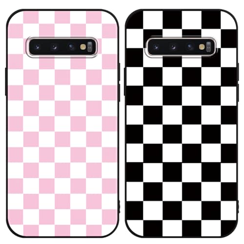 Yomjew Niedliche karierte Handyhülle für Samsung Galaxy S10 Plus 6,4 Zoll, Schachbrettmuster, weiche, schlanke, stoßfeste Silikon-Schutzhülle für Mädchen und Frauen, Schwarz/Rosa, 2 Stück Yomjew Niedliche karierte Handyhülle für Samsung Galaxy S10 Plus 6,4 Zoll, Schachbrettmuster, weiche, schlanke, stoßfeste Silikon-Schutzhülle für Mädchen und Frauen, Schwarz/Rosa, 2 Stück von Yomjew