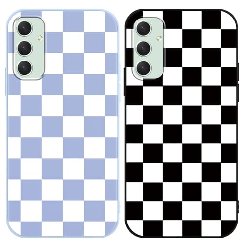 Yomjew Schachbrett-Telefonhülle für Samsung Galaxy S23 FE 16,3 cm (6,4 Zoll), Gitterkariertes Schach, weich, schlank, stoßfest, Silikon, matt, kratzfest, Funda-Abdeckung für Mädchen und Frauen von Yomjew