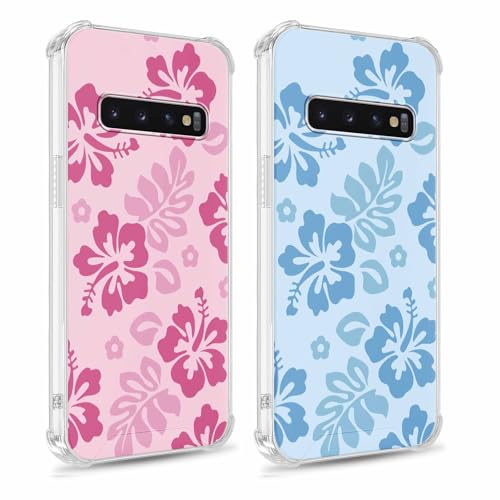 Yomjew Schutzhülle für Samsung Galaxy S10 Plus 16,3 cm (6,4 Zoll), süßes Blumenmuster, weich, schlank, stoßfest, Silikon, TPU, harte Rückseite, gelbbeständig, 2 Stück von Yomjew