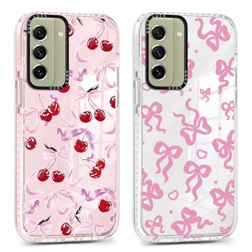 Yomjew Schutzhülle für Samsung Galaxy S21 FE 5G 16,3 cm (6,4 Zoll), ästhetisch, trendig, modisch, weich, dünn, stoßfest, TPU, für Damen und Mädchen, 2 Stück von Yomjew