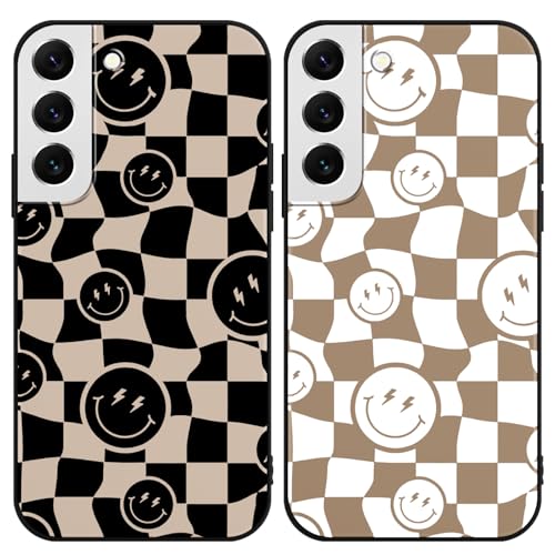 Yomjew Schutzhülle für Samsung Galaxy S22 5G 6,1 Zoll (15,5 cm), ästhetisches Schachbrett-Silikonhülle, kratzfest, weich, dünn, stoßfest, TPU, 2 Stück von Yomjew