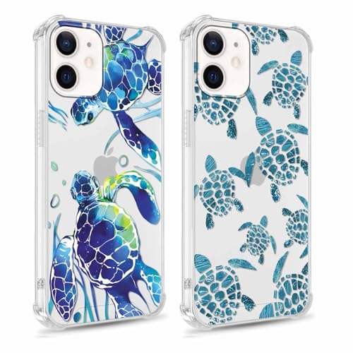 Yomjew Schutzhülle für iPhone 11, 15,5 cm (6,1 Zoll), Motiv: niedliche blaue Schildkröte, Cartoon-Tier, ästhetisches Design für Mädchen, Damen, Herren, transparent, weiches Silikon, dünn, TPU, von Yomjew