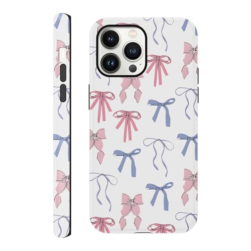 Yomjew Schutzhülle für iPhone 13 Pro Max mit niedlicher Schleife, 17 cm (6,7 Zoll), Coquette Ribbon Bowknot Muster, Druckdesign, 2-in-1, matte Handyhülle, stoßfest, weiches TPU, harter PC-Schutz von Yomjew