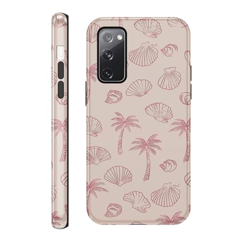 Yomjew Süße Sommermuschel-Handyhülle für Samsung Galaxy S20 FE 5G/S20 Lite/S20 Fan Edition Hülle 6,5 Zoll (6,5 Zoll), Coquette Pink Beach Pattern Print Design Glänzende Abdeckung, Stoßfest, Weiches von Yomjew