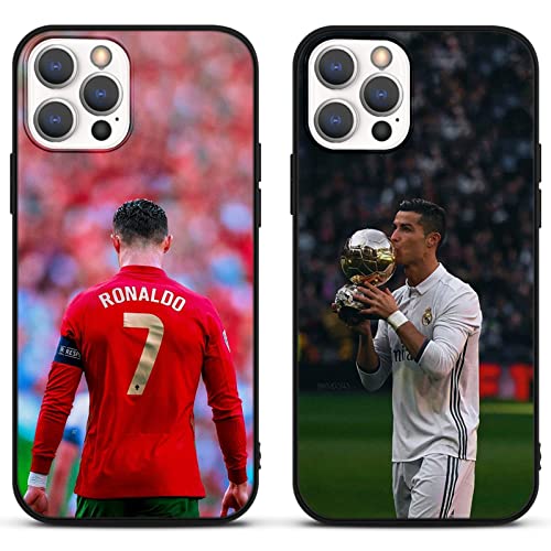 [2 Stück] Handyhülle mit Apple iPhone 11 Hülle 6,1", Schutzhülle Soccer Star Fußball Fußballspieler Muster Silikon TPU Kratzfest Stoßfest Handyhülle Cover Case HandyCover für iPhone 11,M1 von Yomyejisoo