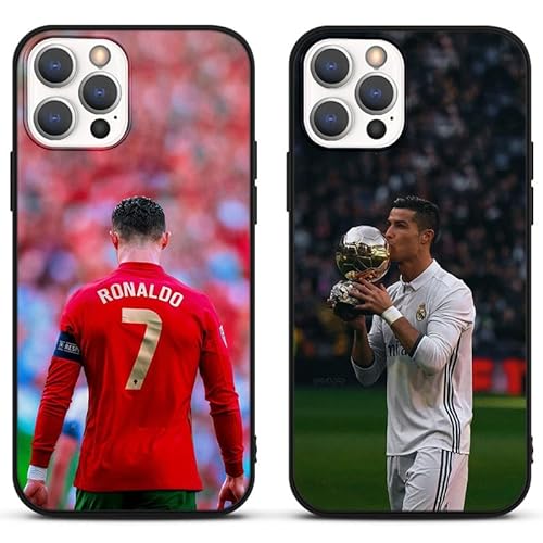 [2 Stück] Handyhülle mit Apple iPhone 12/12 Pro Hülle 6,1", Schutzhülle Soccer Star Fußball Fußballspieler Muster Silikon TPU Kratzfest Stoßfest Handyhülle Cover Case HandyCover für iPhone 12,M1 von Yomyejisoo