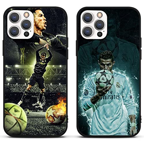 [2 Stück] Handyhülle mit Apple iPhone 15 Hülle 6.1", Schutzhülle Soccer Star Fußball Fußballspieler Muster Silikon TPU Kratzfest Stoßfest Handyhülle Cover Case HandyCover für iPhone 15,M1 von Yomyejisoo