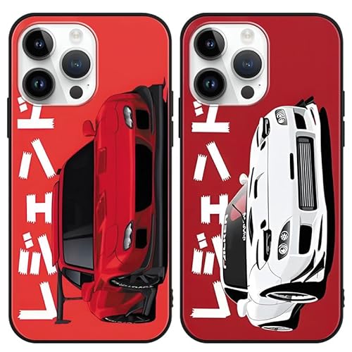 Yomyejisoo 2 Stück Handyhülle für iPhone 12/12 Pro Hülle 6.1", Cool Classic JDM Legends Japan Auto Cool Design Jungs mit Motiv, Weich TPU Stoßfest Kratzfeste Silikon Matt Bumper Case Cover,02 von Yomyejisoo