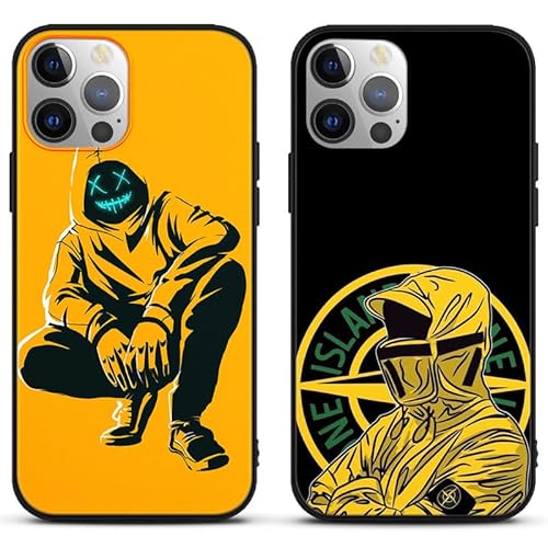 Yomyejisoo 2 Stück Handyhülle für iPhone 14 iPhone 13 6.1" Stone Island Cool Classic ästhetisches Muster Design Jungs mit Motiv, Weich TPU Stoßfest Kratzfeste Silikon Matt Case Cover,cool1 von Yomyejisoo