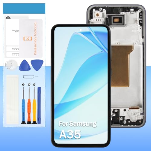 Ersatz-Bildschirm-Ersatz für Samsung Galaxy A35 5G SM-A356U A356U1 A356B A356E 16,8 cm (6,6 Zoll) LCD-Display, Touch-Digitizer mit schwarzem Rahmen (Incell, kein Fingerabdruck) von Yondista