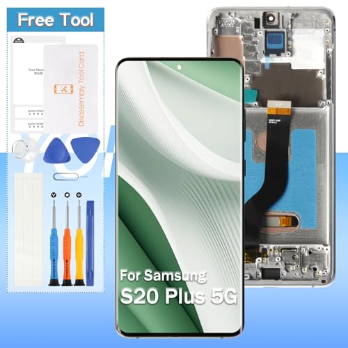 Ersatzbildschirm für Samsung Galaxy S20 Plus/S20 Plus 5G SM-G986 SM-G985, 17 cm (6,7 Zoll), OLED-LCD-Display, Touch-Digitalisierer, Montage mit Werkzeug, Weiß mit Rahmen) von Yondista