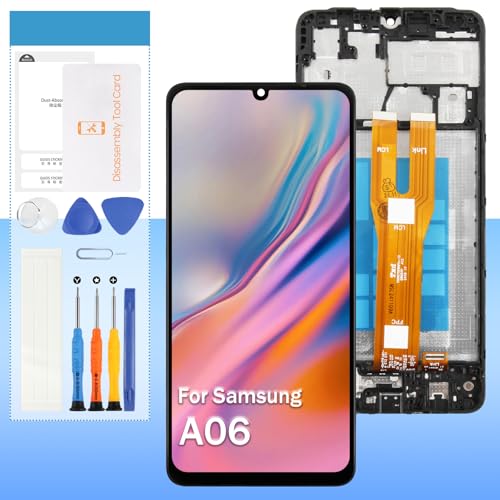 Original Ersatzdisplay für Samsung Galaxy A06 SM-A065F, SM-A065F/DS, SM-A065M, SM-A065M/DS 17 cm (6,7 Zoll) LCD-Display, Touch-Digitizer-Glas (schwarz mit Rahmen) von Yondista